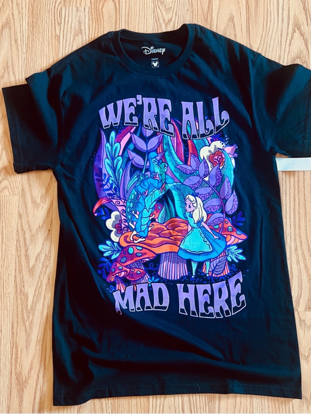 Disney Alice in Wonderland VIBRANT   "We're All Mad Here" Black Graphic Tee